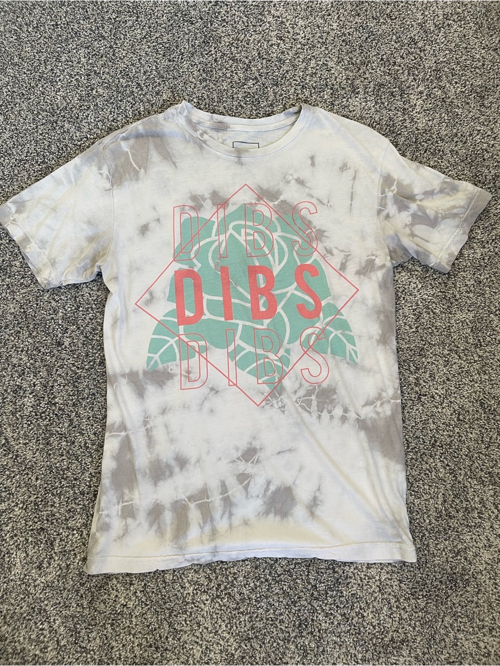 Dibs Graphic Tie-Dye Short Sleeve Tee - White & Gray